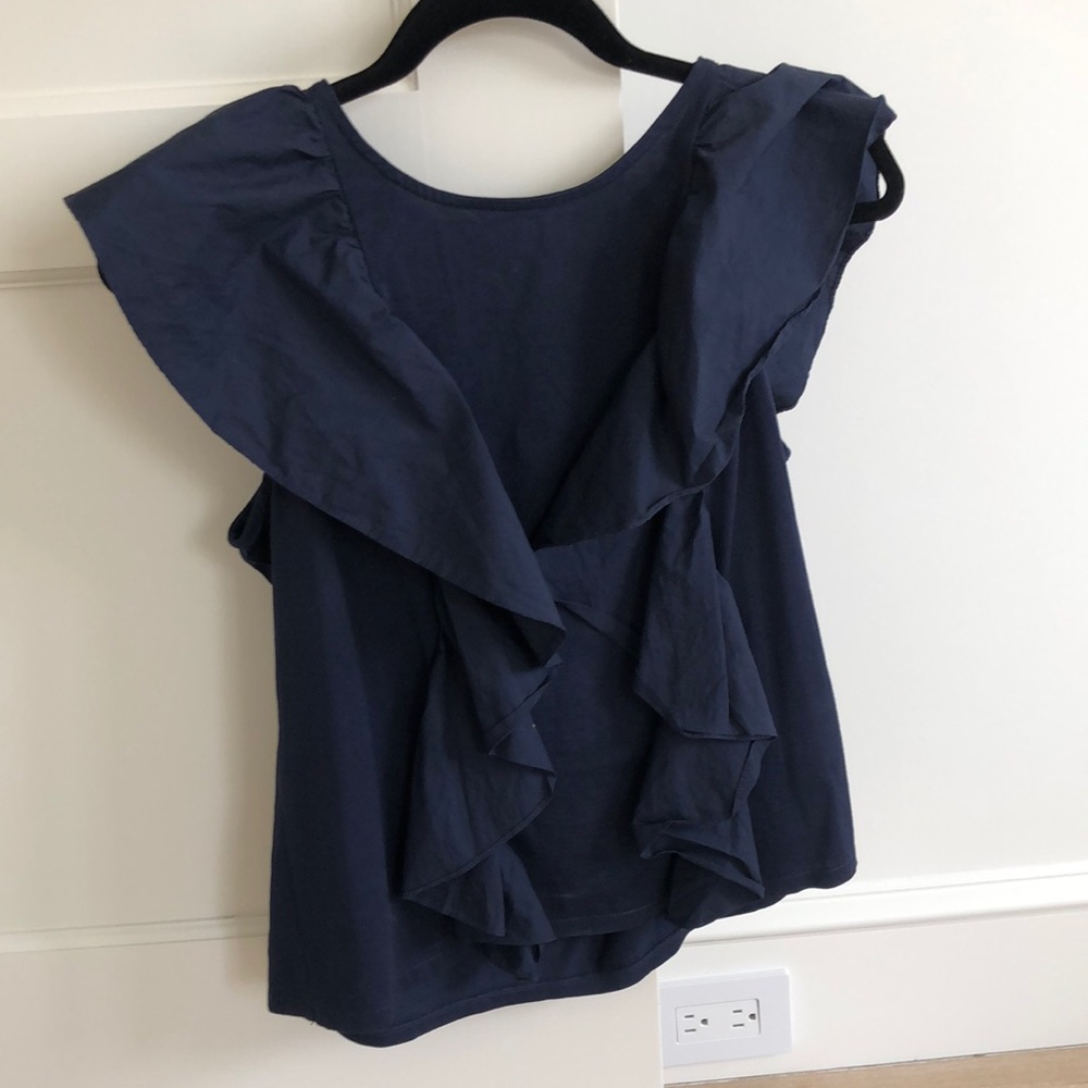 Jcrew ruffle top - navy size small